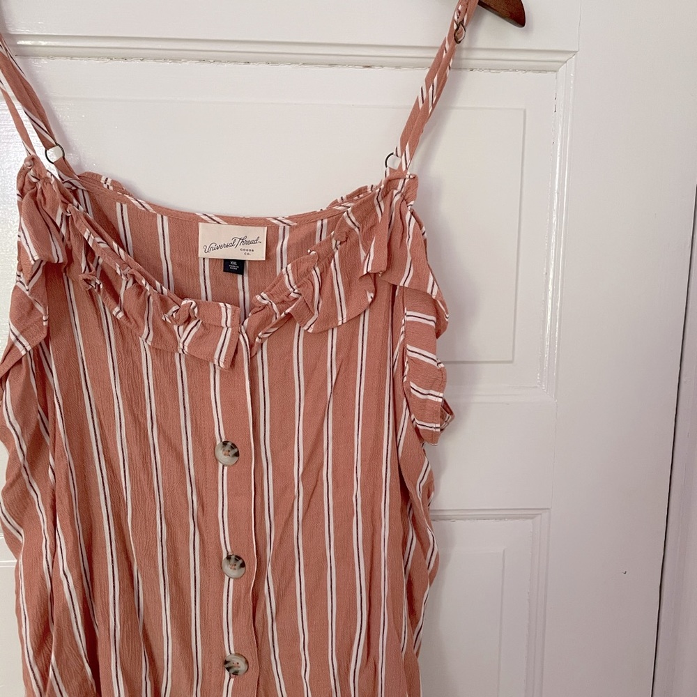 Womens Universal Thread Ruffle Button Up Tank Top - Picture 2 of 6